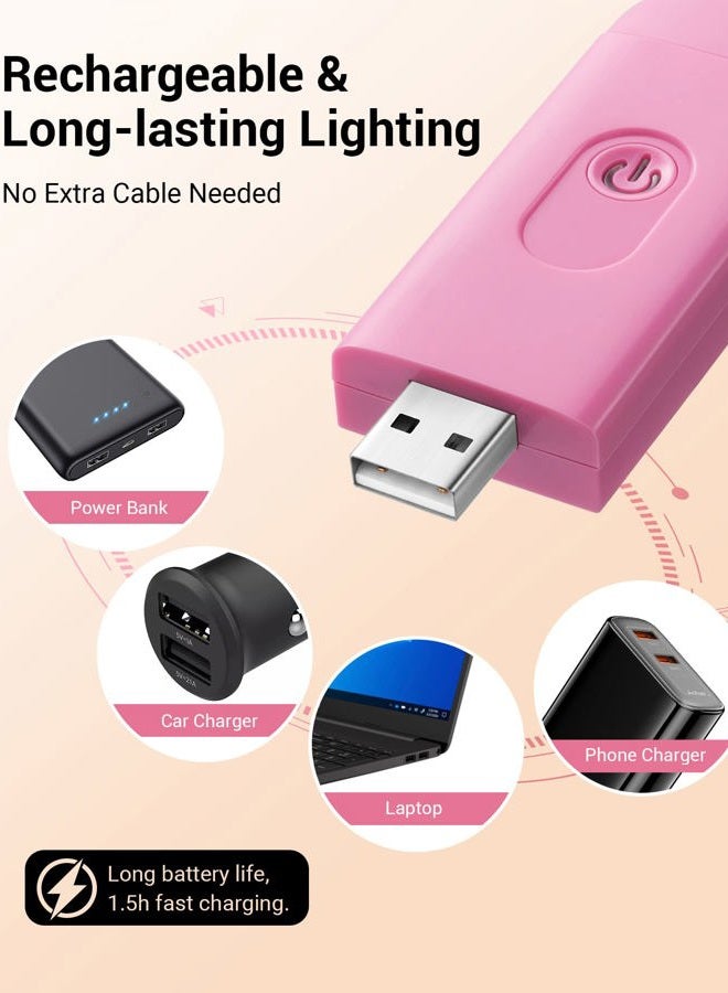 DEWENWILS Amber Book Light, USB Rechargeable Book Light for Reading in Bed, 3 Brightness Levels, Blue Light Blocking, LED Clip-on Reading Light for Kids, Bookworms (Pink) - Image 3