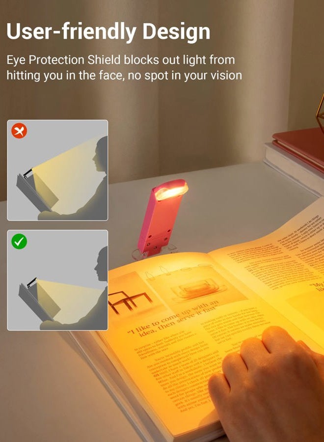DEWENWILS Amber Book Light, USB Rechargeable Book Light for Reading in Bed, 3 Brightness Levels, Blue Light Blocking, LED Clip-on Reading Light for Kids, Bookworms (Pink) - Image 5