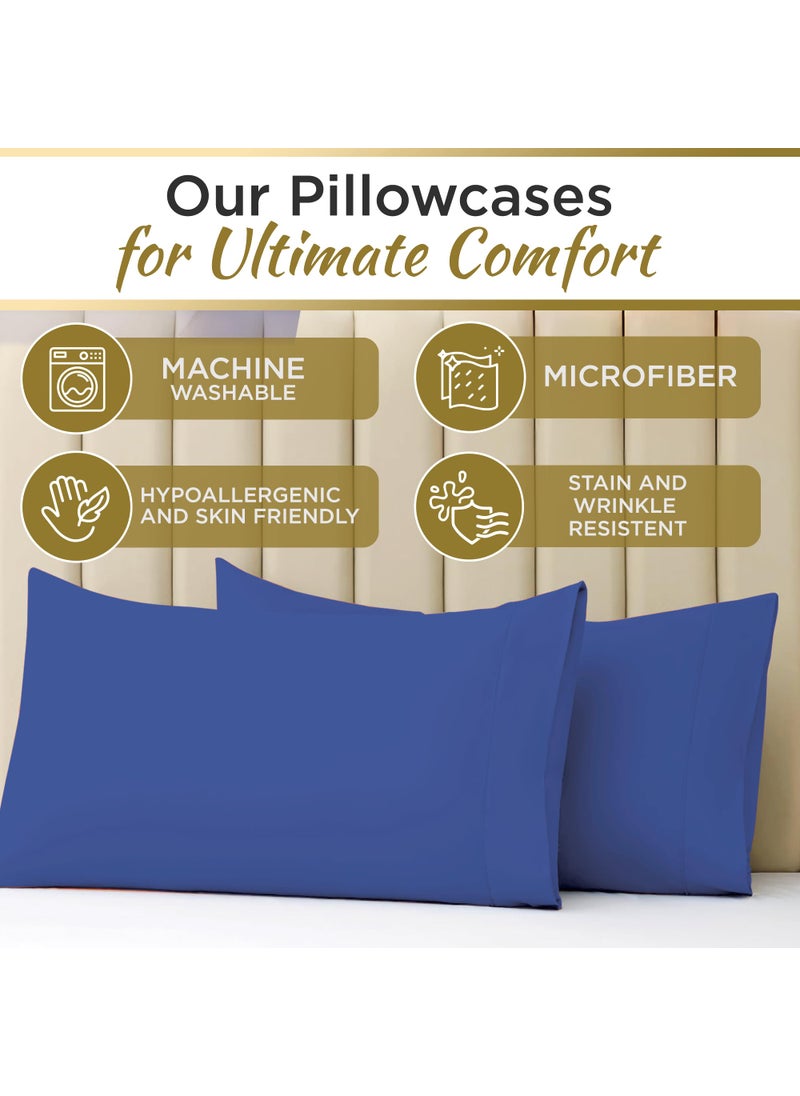 Twin XL 100% Microfiber Double Brushed Sheet Set - Extra-Soft & Wrinkle-Free - 15"" Deep Pockets  39"" x 80"" - Ideal for Dorms  Hospitals & Split King Beds - 3 PC Set (Twin XL  Royal Blue)