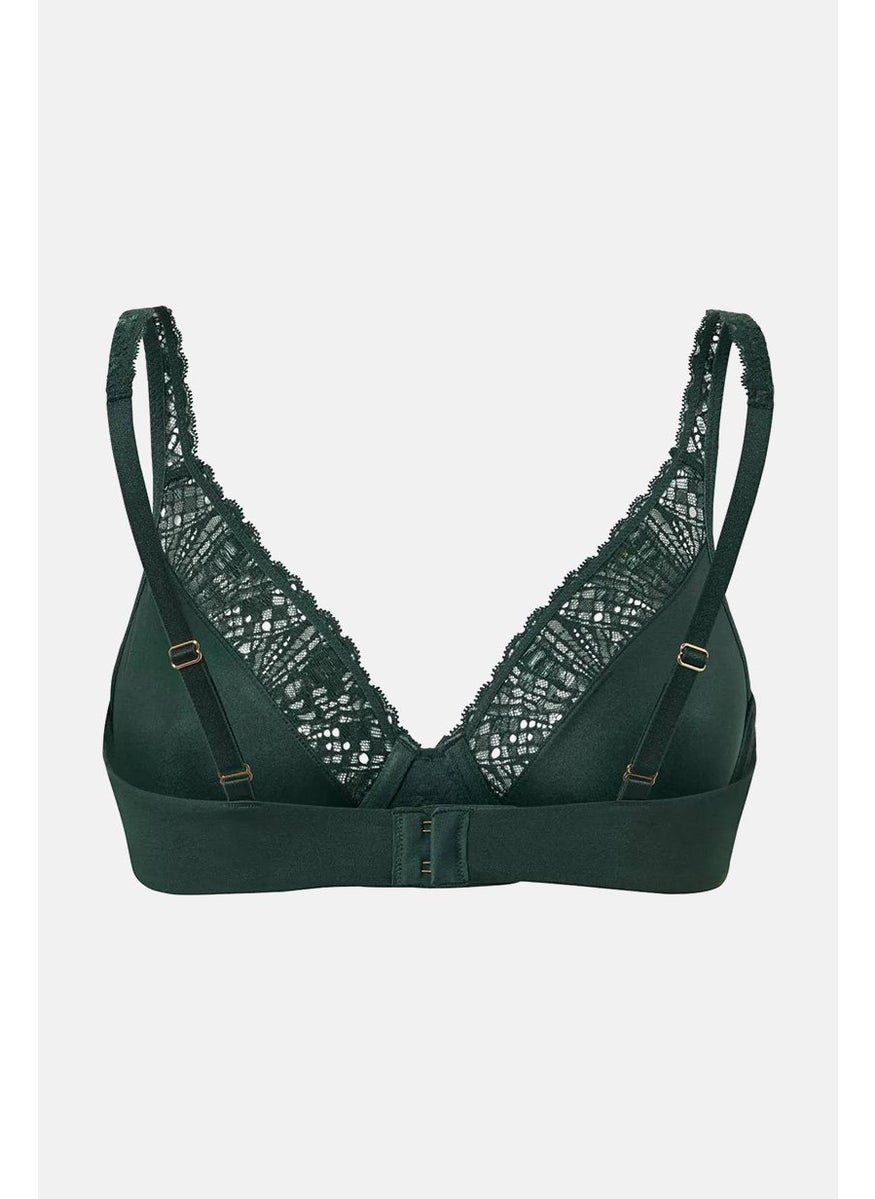 Tchibo Women Underwire Non Padded Lace Bra, Green  - Image 2