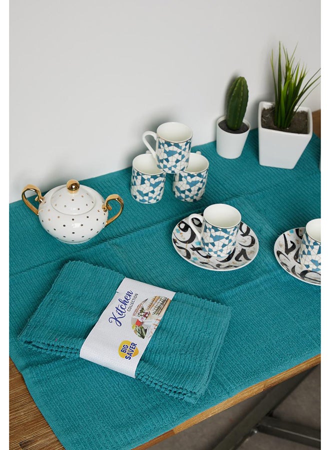 SAF by ARAMS 2-Piece Multi Purpose Towel -Highly Absorbent Quick Dry Kitchen For Every Day Cleaning Towel Set Size : 45 X 70 CM In Blue Color  - Image 1