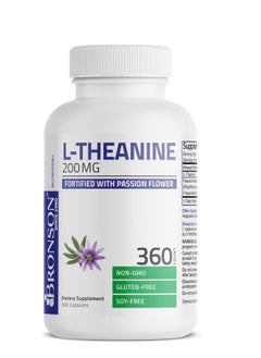 Bronson L-Theanine 200mg Double-Strength with Passion Flower Herb, Non-GMO Gluten-Free Soy-Free Stress Management Supplement, 360 Capsules  - Image 1