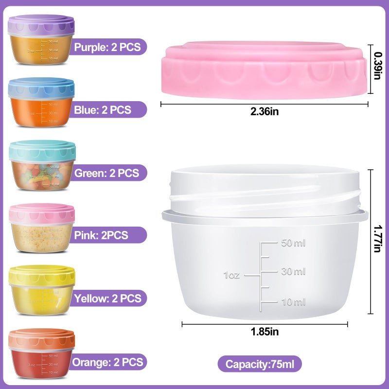 QUMMFA 12 Pack Condiment Containers with Lids - 2.7 OZ Salad Dressing Container, Reusable BPA-free Sauce Cups, Portable Food Storage Containers for School, Work & Picnic, Dishwasher Safe - Image 3