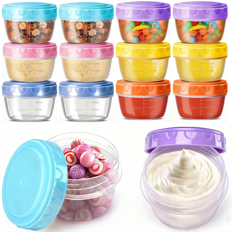 QUMMFA 12 Pack Condiment Containers with Lids - 2.7 OZ Salad Dressing Container, Reusable BPA-free Sauce Cups, Portable Food Storage Containers for School, Work & Picnic, Dishwasher Safe - Image 1