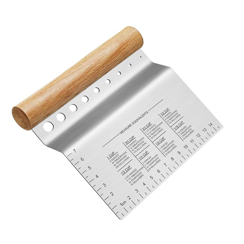 ALL-TOP ALLTOP Dough Bench Scraper/Cutter/Chopper Stainless Steel Blade with Herb Stripper,Multipurpose Kitchen Pastry Tool with Scale Ruler - Leaf Remover - 1 Pack - Image 1