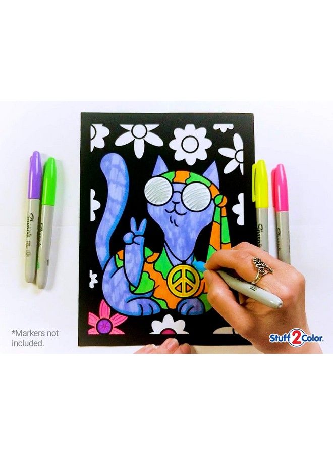 Stuff2Color Super Pack Of 18 Fuzzy Coloring Posters (Silly Kitties Edition) Arts & Crafts For Kids Toddlers Girls Boys & Adults Great For Family Fun Activities Or Coloring With Friends (1 Pack) - Image 5