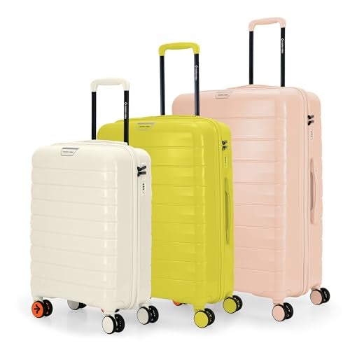 Nasher Miles Vienna Hard-Sided Polypropylene Luggage Set of 3 | 55cm, 65cm & 75cm | 8 Wheels Small, Medium & Large Trolley Bag for Travel | Suitcase (Multicolor) - Image 1