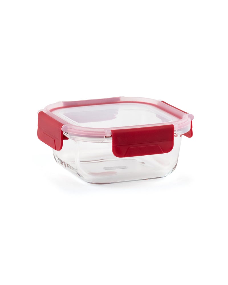 DUBBLIN Lock Me Up Glass Heat Resistant Borosilicate Glass Container 530ml - Square, Clear | Oven, Freezer & Microwave Safe Storage Solution (1 Piece) - Image 4