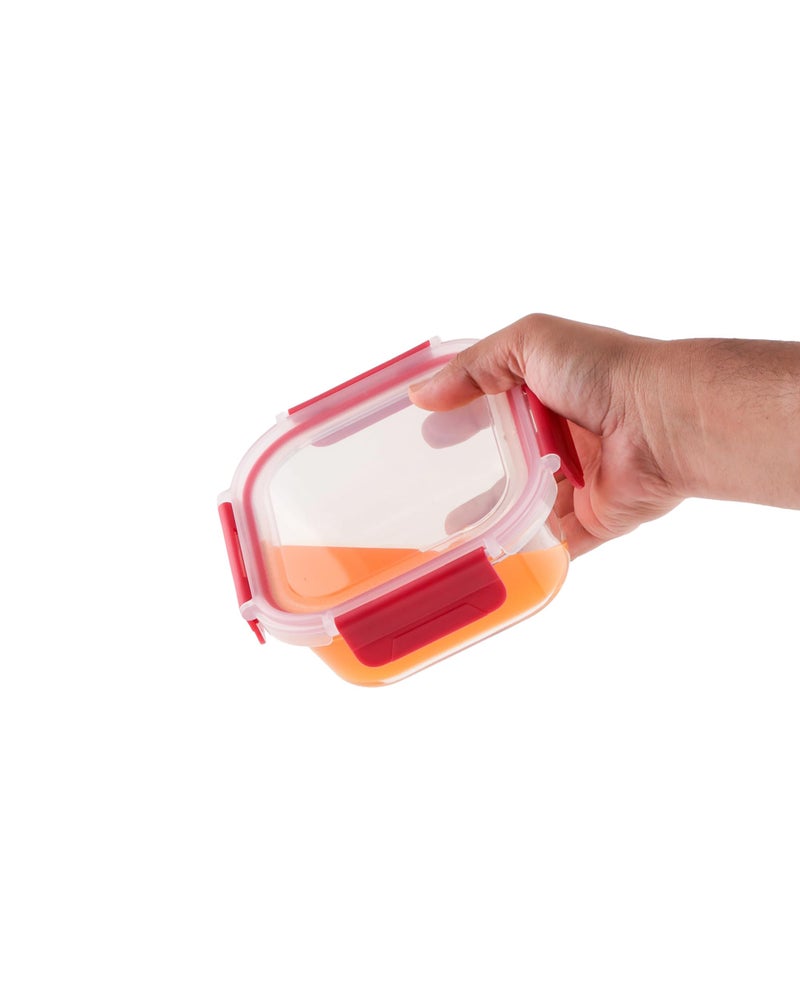 DUBBLIN Lock Me Up Glass Heat Resistant Borosilicate Glass Container 530ml - Square, Clear | Oven, Freezer & Microwave Safe Storage Solution (1 Piece) - Image 5
