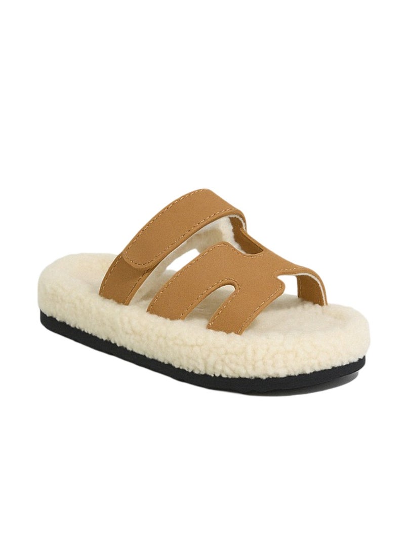 Monami Monami Women’s Cozy Faux Shearling Slippers – Double Strap Vegan Slides with Soft Memory Foam, Non-Slip Sole & Open Toe – Indoor Fuzzy House Sandals for Lounge, Travel & Everyday Comfort  - Image 1