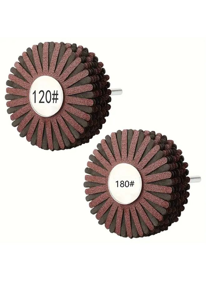 2pcs Abrasive Flap Wheel 120 180 Grit Sanding Grinding Head 1 4 Inch Shank Woodworking - Image 1