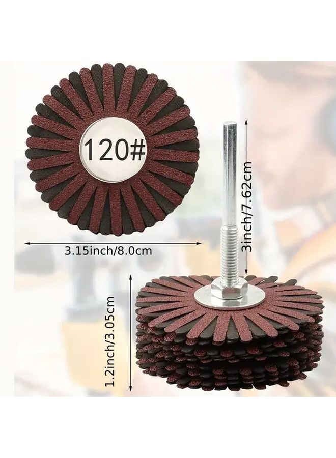 2pcs Abrasive Flap Wheel 120 180 Grit Sanding Grinding Head 1 4 Inch Shank Woodworking - Image 3