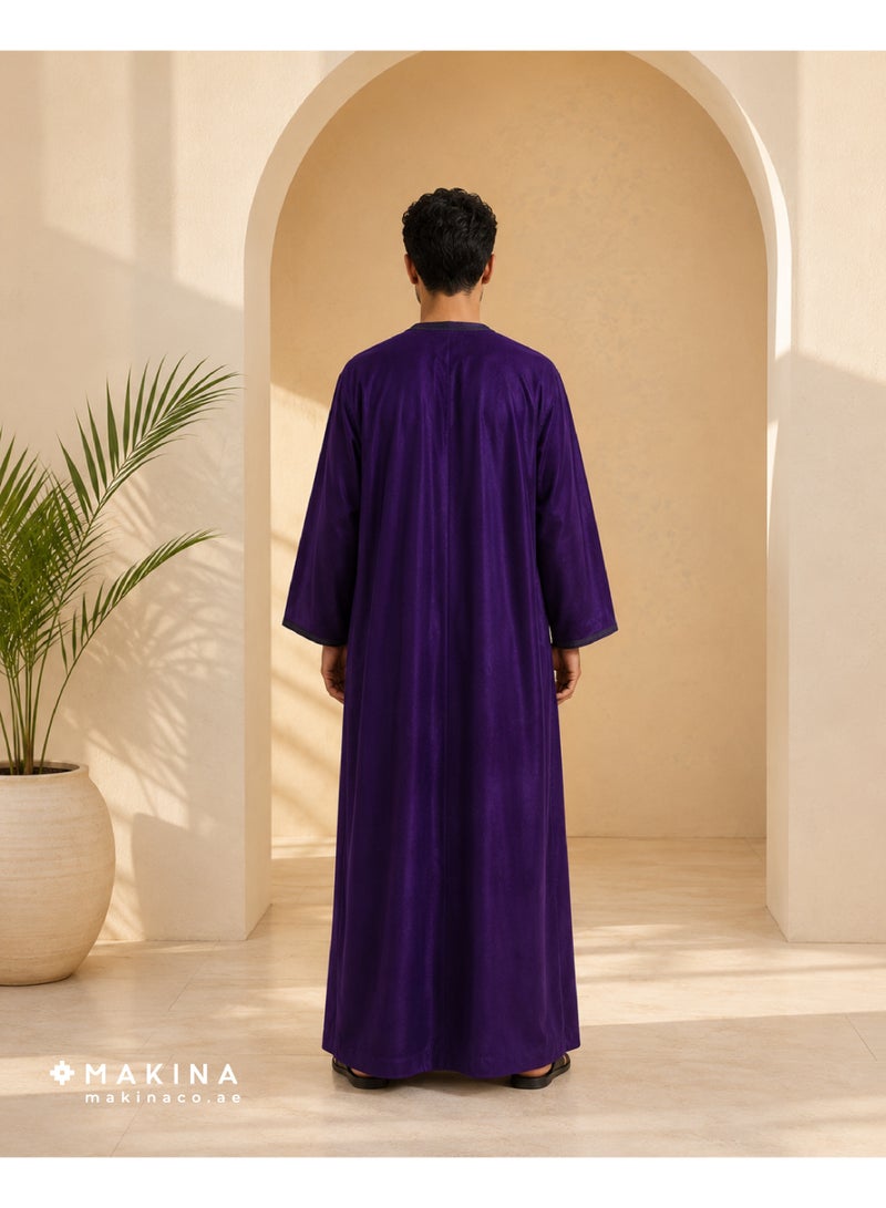 MAKINA Moroccan Thobe for Men with Handmade Brim Embroidery - Image 2