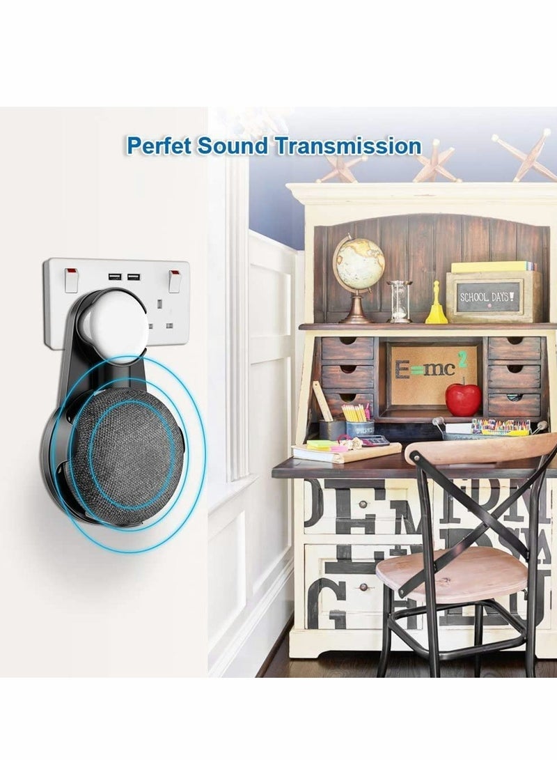Excefore Socket Wall Mount Holder Stand Hanger Plug in Kitchen Bathroom Bedroom, Hides the Long Cord, for Google Home Mini, Nest Mini (2nd gen) - Black - Image 3