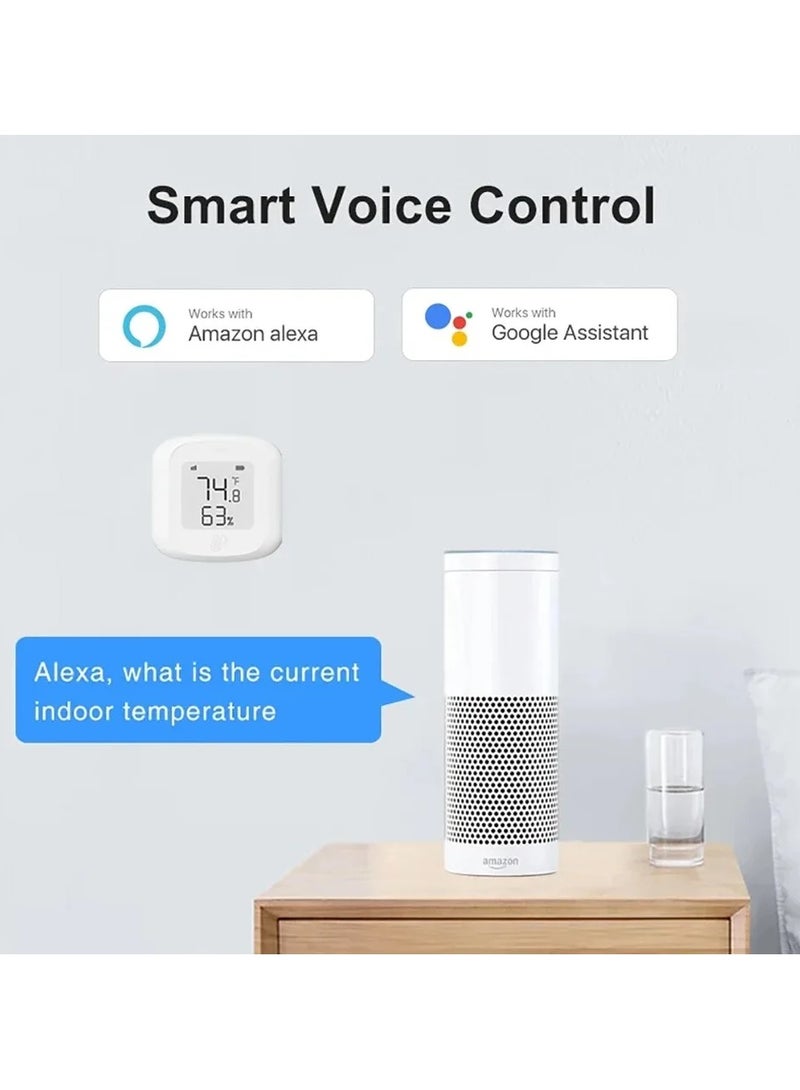 Wifi Temperature Humidity Sensor Tuya Smart Thermometer Indoor Digital Thermometer Hygrometer,App and Voice Remote Monitor