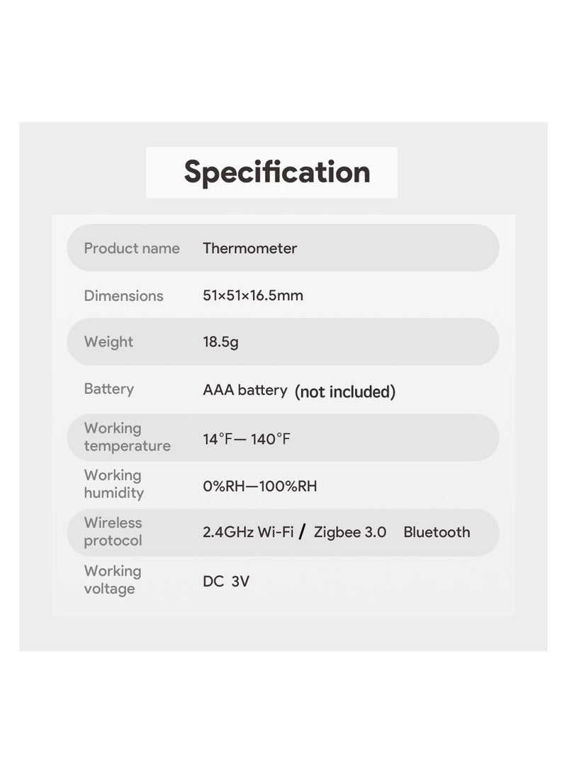 Wifi Temperature Humidity Sensor Tuya Smart Thermometer Indoor Digital Thermometer Hygrometer,App and Voice Remote Monitor