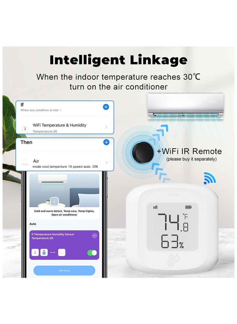UanTii Wifi Temperature Humidity Sensor Tuya Smart Thermometer Indoor Digital Thermometer Hygrometer,App and Voice Remote Monitor  - Image 3