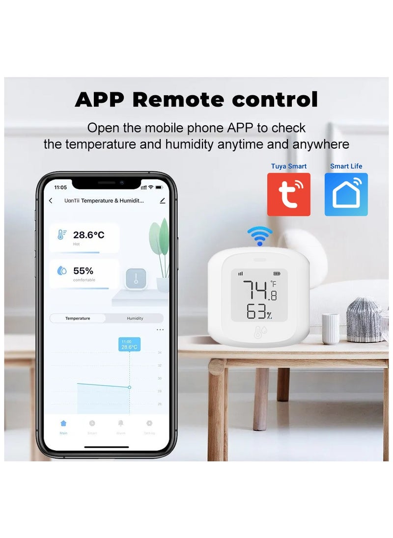 UanTii Wifi Temperature Humidity Sensor Tuya Smart Thermometer Indoor Digital Thermometer Hygrometer,App and Voice Remote Monitor  - Image 2