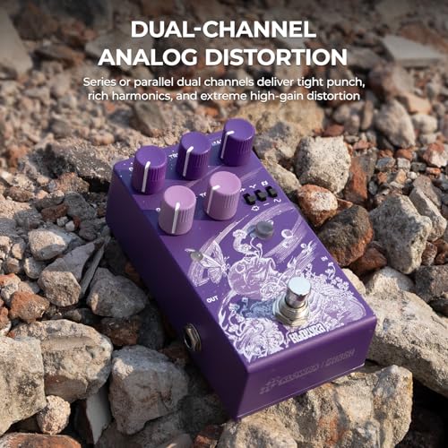 Klowra Gnash Dual-Channel Analog Distortion Guitar Effects Pedal, Series/Parallel High-Gain Drive with Wavefolder & Mid-Cut, True Bypass, Fully Analog Through-Hole Circuitry for Modern & Vintage Tones - Image 3