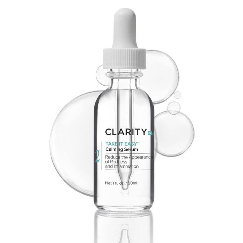 ClarityRx Take It Easy Calming Face Serum, Natural Plant-Based Anti-Redness Treatment for Sensitive Skin & Rosacea (1 fl oz)