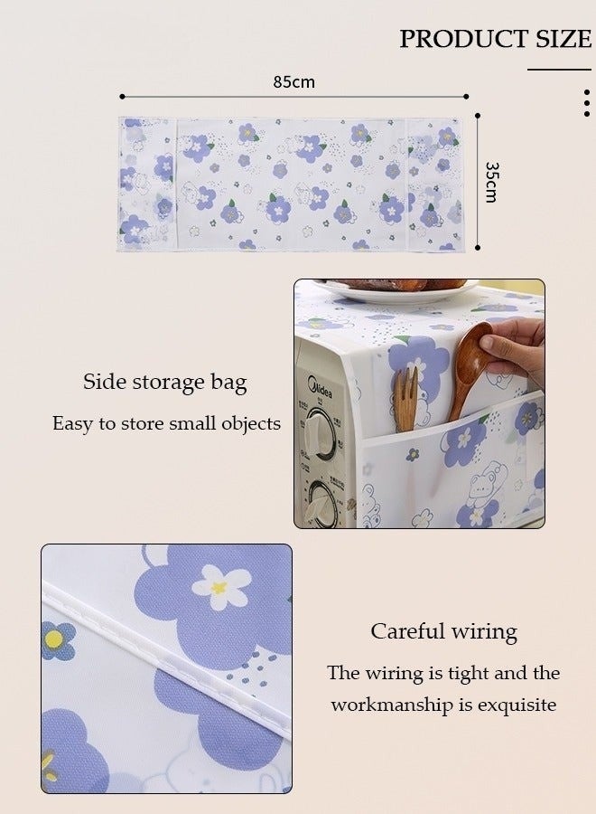 Microwave Oven Dust Cover 85 × 35 cm – Waterproof & Oil-Proof PEVA Microwave Protector with 4 Side Storage Pockets, Multi-Purpose Kitchen Appliance Cover, Foldable Dust Cover Organizer for Microwave, Toaster Oven & Coffee Machine - Image 4