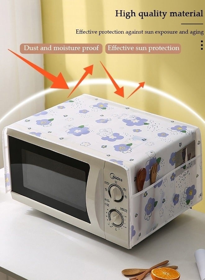 Microwave Oven Dust Cover 85 × 35 cm – Waterproof & Oil-Proof PEVA Microwave Protector with 4 Side Storage Pockets, Multi-Purpose Kitchen Appliance Cover, Foldable Dust Cover Organizer for Microwave, Toaster Oven & Coffee Machine - Image 5