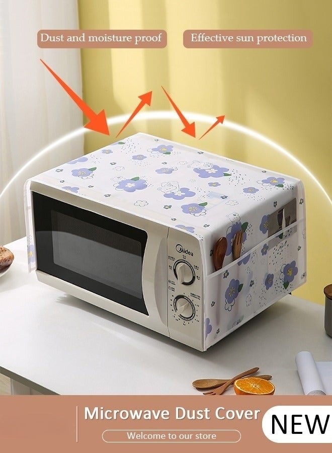 Microwave Oven Dust Cover 85 × 35 cm – Waterproof & Oil-Proof PEVA Microwave Protector with 4 Side Storage Pockets, Multi-Purpose Kitchen Appliance Cover, Foldable Dust Cover Organizer for Microwave, Toaster Oven & Coffee Machine - Image 1