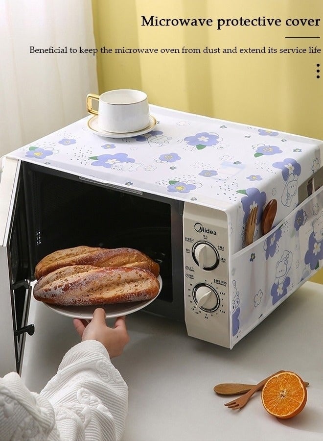 Microwave Oven Dust Cover 85 × 35 cm – Waterproof & Oil-Proof PEVA Microwave Protector with 4 Side Storage Pockets, Multi-Purpose Kitchen Appliance Cover, Foldable Dust Cover Organizer for Microwave, Toaster Oven & Coffee Machine - Image 3