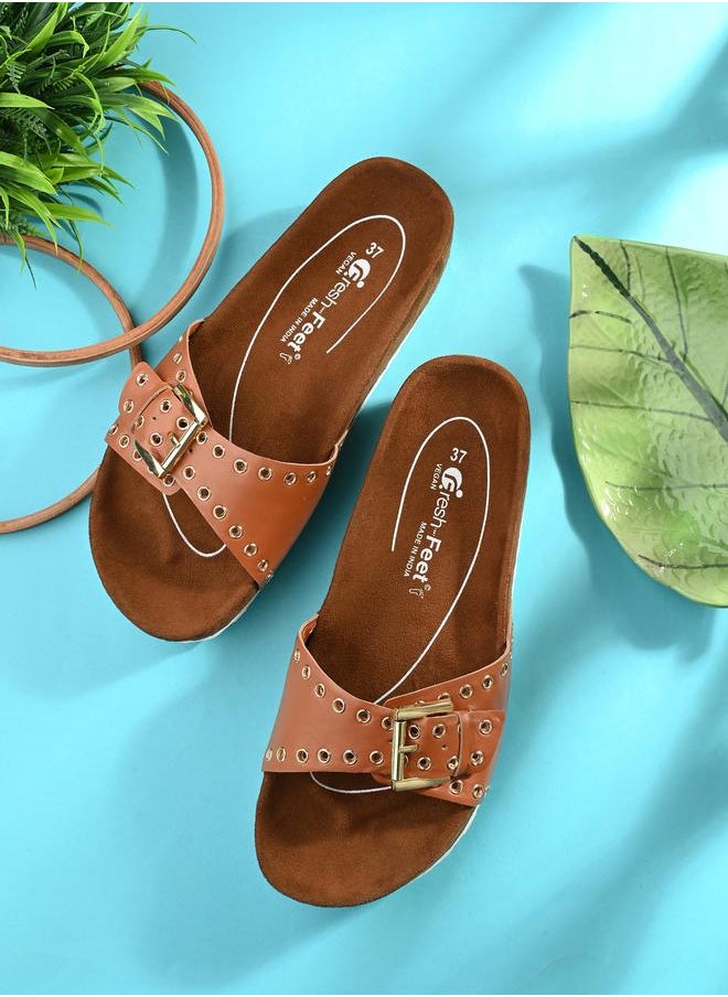 Fresh Feet Rivet Detail Buckle Strap Mia Orthopedic Sandals  - Image 1