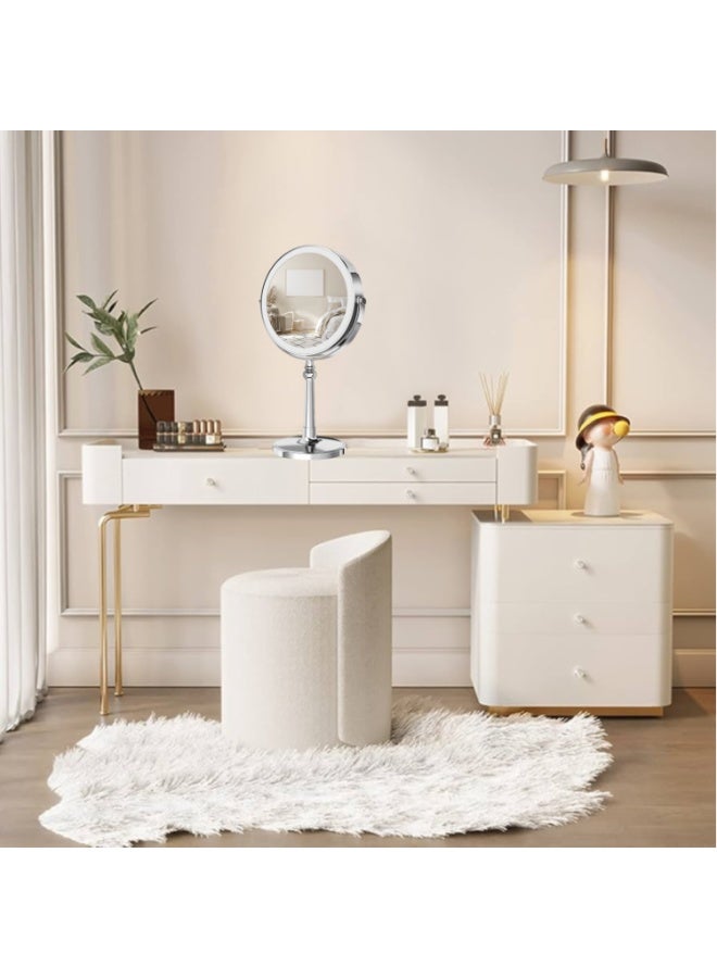 Lovecandy 9" LED Makeup Mirror with Lights, 1X/10X Magnification & 360° Rotation - Dimmable 3-Color Lighting, Rechargeable Vanity Mirror for Desk, Travel, Gifts (Chrome) - Image 4