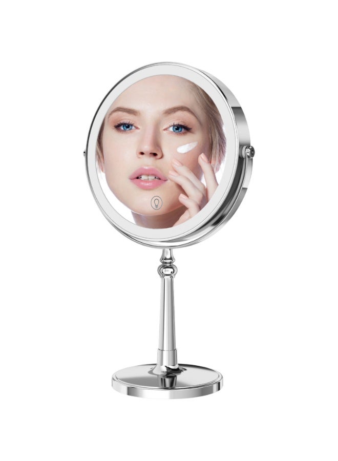 Lovecandy 9" LED Makeup Mirror with Lights, 1X/10X Magnification & 360° Rotation - Dimmable 3-Color Lighting, Rechargeable Vanity Mirror for Desk, Travel, Gifts (Chrome) - Image 1