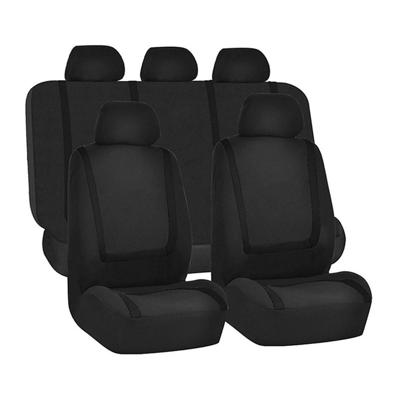 BELOMI Car Seat Covers Full Set Breathable Premium Cloth Automotive Seat Cover Universal Front and Rear Seat Covers Easy to Install Car Accessories for Most Cars Trucks SUV Black