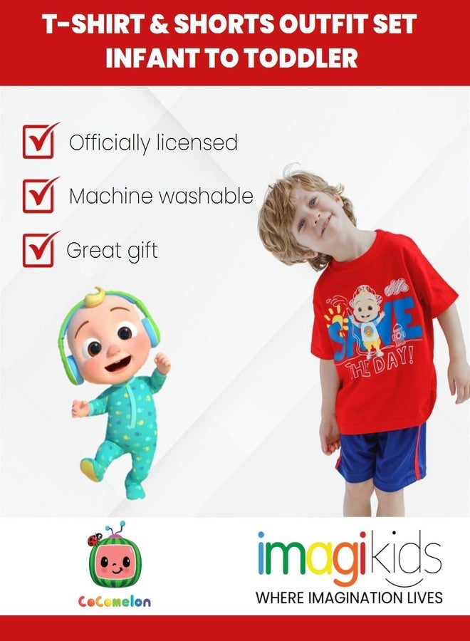 CoComelon JJ Infant Baby Boys T-Shirt and Mesh Shorts Outfit Set Red/Blue 24 Months - Image 3