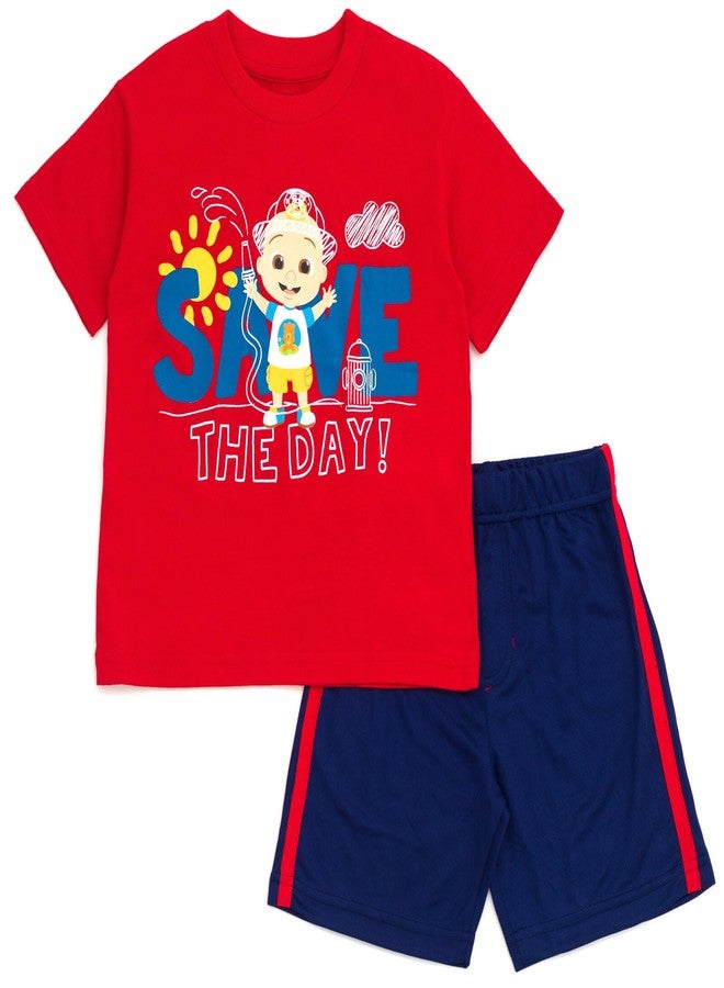 CoComelon JJ Infant Baby Boys T-Shirt and Mesh Shorts Outfit Set Red/Blue 24 Months - Image 1