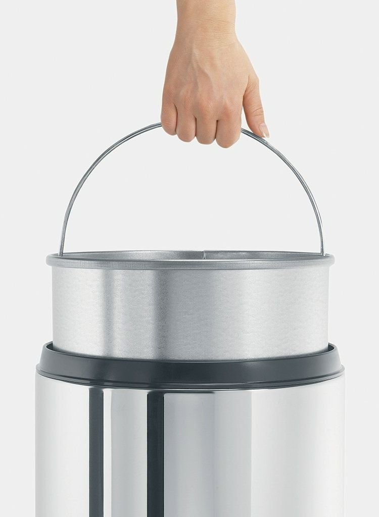 brabantia BRABANTIA Flame Guard Waste Paper Bin 30 litre Metal Inner Bucket Brilliant Steel