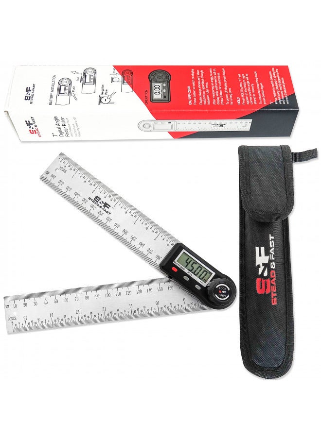 S&F STEAD & FAST Digital Angle Finder Ruler 7 Inch / 200 mm Stainless Steel with Case DPRAF-7-P, Digital Protractor Angle Finder for Woodworking Measurement, Angle Measuring Tool by S&F STEAD & FAST  - Image 1