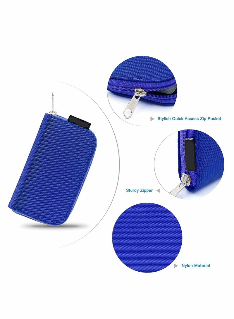 Memory Card Cases 22 Slot Zippered SD Micro SD CF SDXC SDHC MMC Secure Digital Memory Compact Flash Cards Carrying Holder Bags Pouch Organizer Keeper Media Storage Organization 1PCS 8 Pages Blue - Image 3