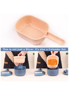 Generic Vegetable Slicer, Multifunction Slicer Veggie Dicers Food Choppers Cutter with 4 Replaceable Blades and Container Steeless Vegetable Slicer for Carrot Potato Vegetables  - Image 4