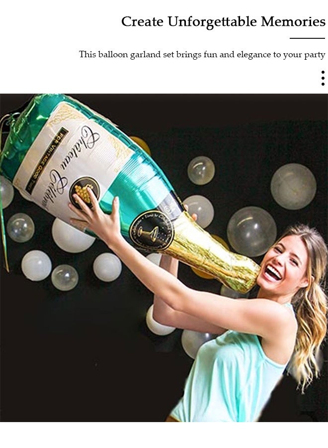 DUNISO 42PCS Champagne Bottle Balloon Garland Arch Kit, Happy New Year Years Decorations, Gold Silver Clear Balloons for Birthday Wedding Baby Shower Bachelorette Anniversary Party Decorations - Image 3