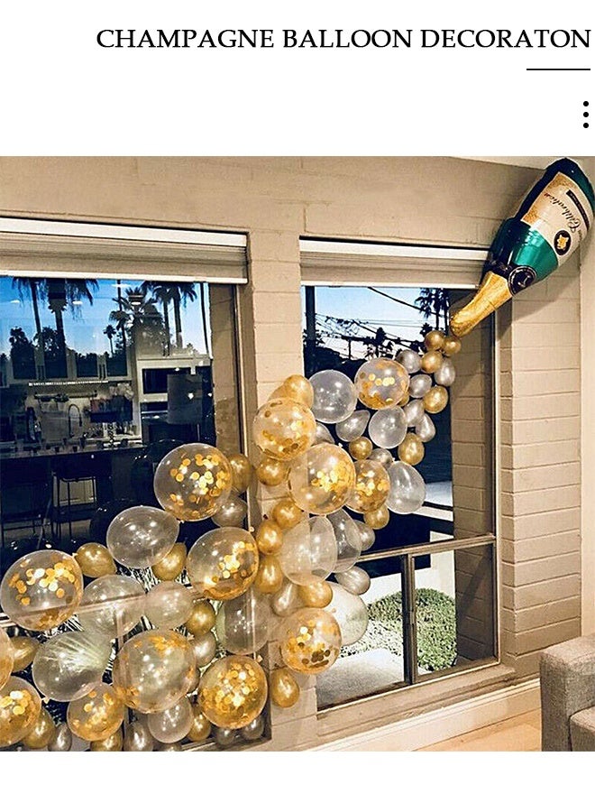 DUNISO 42PCS Champagne Bottle Balloon Garland Arch Kit, Happy New Year Years Decorations, Gold Silver Clear Balloons for Birthday Wedding Baby Shower Bachelorette Anniversary Party Decorations - Image 5
