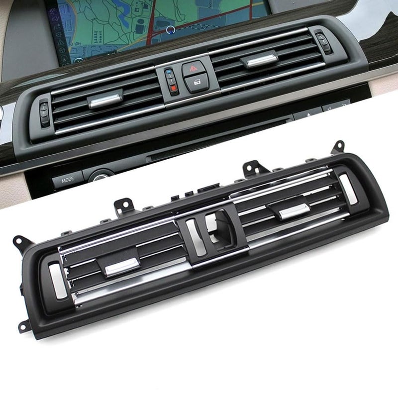 Goodithy Dashboard Center Chromed Air Conditioning Cover Front Middle AC Vent Grille Outlet Panel Trim Replacement For BMW 5 Series F10 F11 F18 520i 523i 525i 528i 535i Full Chrome