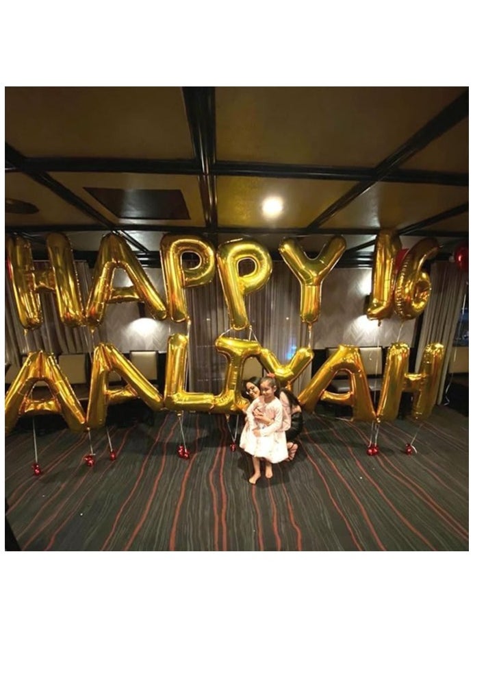 Party with Emma Gold Letter A to Z Balloons 32 inch Large Alphabet Balloons Gold Helium Foil Letter Balloon Banner for Birthday Party Anniversary Wedding Decoration (Gold-Q)  - Image 3