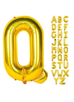 Party with Emma Gold Letter A to Z Balloons 32 inch Large Alphabet Balloons Gold Helium Foil Letter Balloon Banner for Birthday Party Anniversary Wedding Decoration (Gold-Q)  - Image 1