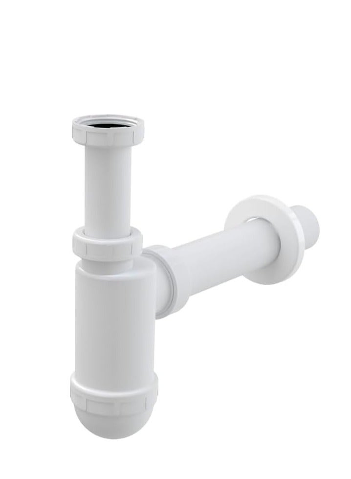 Pvc Bathroom Sink Bottle Trap Kit 1-1/4" Slip Inlet Waste Pipe And Drain Tube For Basin White  - Image 1