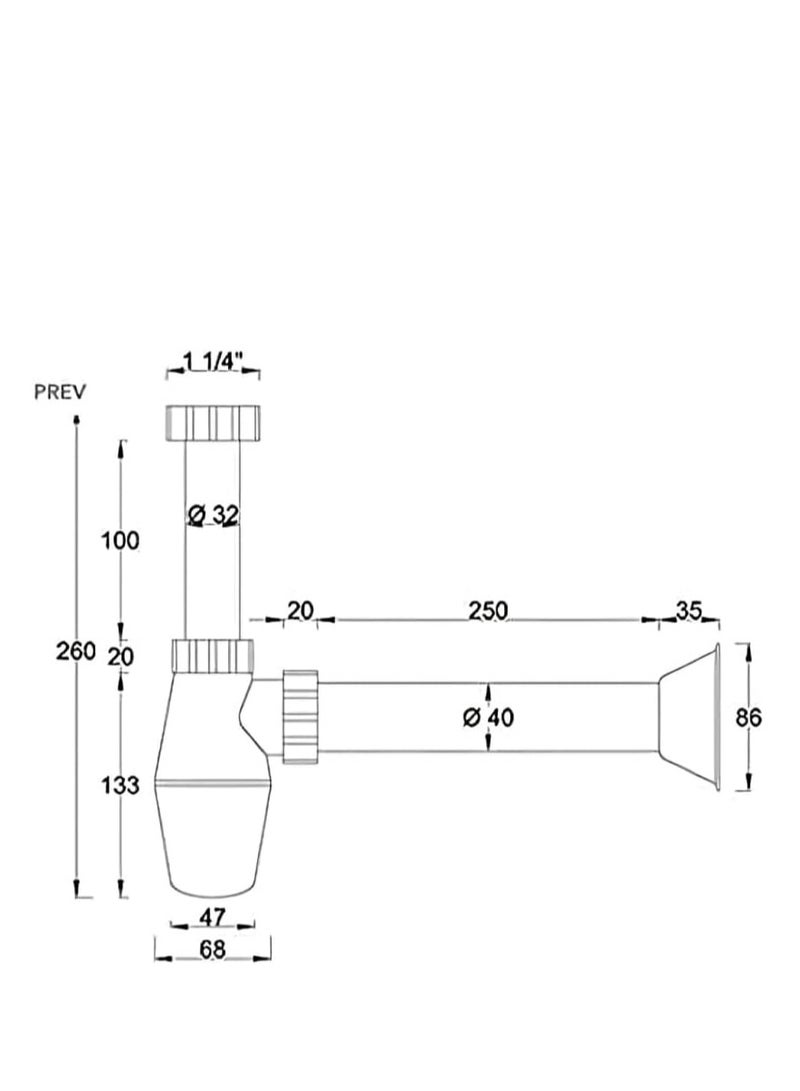 Pvc Bathroom Sink Bottle Trap Kit 1-1/4" Slip Inlet Waste Pipe And Drain Tube For Basin White  - Image 2
