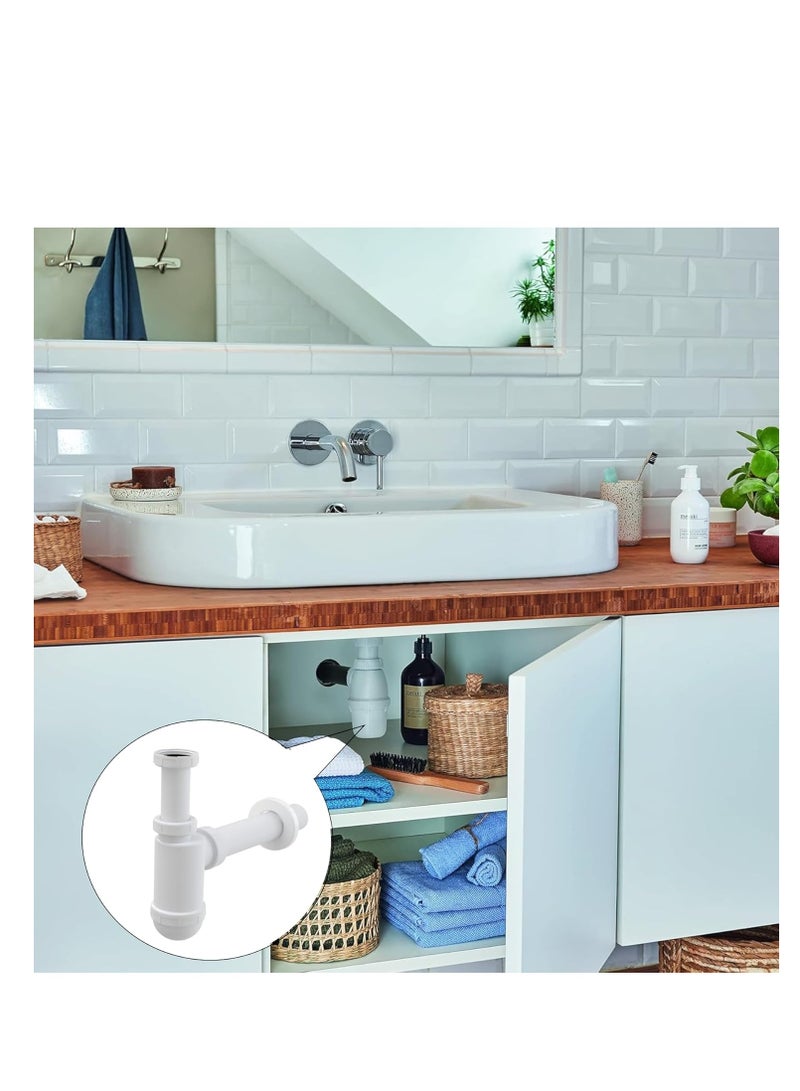 Pvc Bathroom Sink Bottle Trap Kit 1-1/4" Slip Inlet Waste Pipe And Drain Tube For Basin White  - Image 3