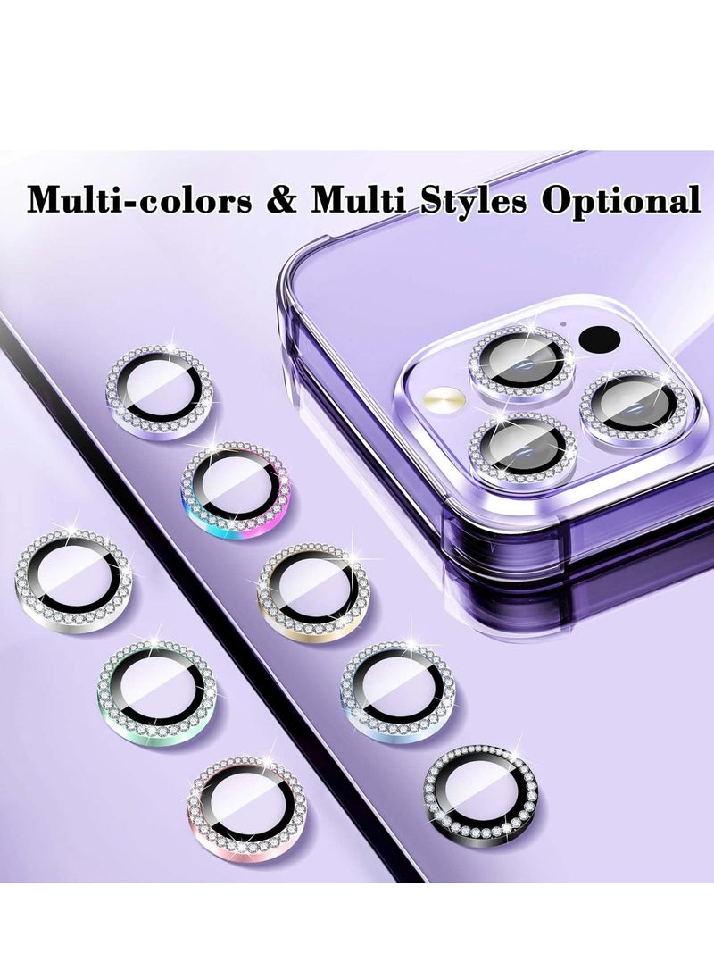 Raxoom "Purple Diamond Camera Lens Protector for iPhone 16 Pro/16 Pro Max â€“ Bling Tempered Glass Cover with Automatic Alignment Metal Rings and Glitter Film Stickers" - Image 2