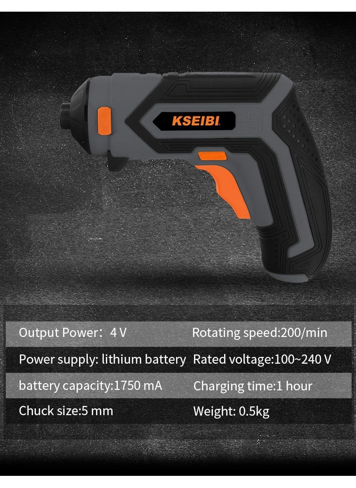 KSEIBI Cordless Screwdriver Rechargeable 4V Max, Size 1/4", No-Load Speed 200 R.p.m, with Charger, Screwdriver Bits 28 Pcs, Bitholder, LED Light, Screw Gun Accessories for Home DIY, Car Repair.  - Image 5