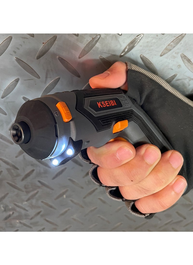 KSEIBI Cordless Screwdriver Rechargeable 4V Max, Size 1/4", No-Load Speed 200 R.p.m, with Charger, Screwdriver Bits 28 Pcs, Bitholder, LED Light, Screw Gun Accessories for Home DIY, Car Repair.  - Image 2