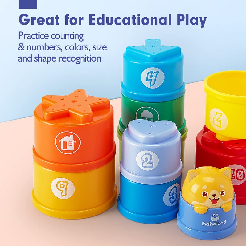 hahaland Stacking Toys for Toddlers 1-3 - Stacking Cups - Toddler Toy Age 1-2 Learning Montessori Toys for 1 Year Old Boy Baby Stacking Cups 12-18 Months - Image 5